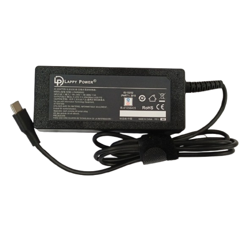 Universal Laptop Adapter for All Brands (65W 3.25A 5-20V) Type-C Pin