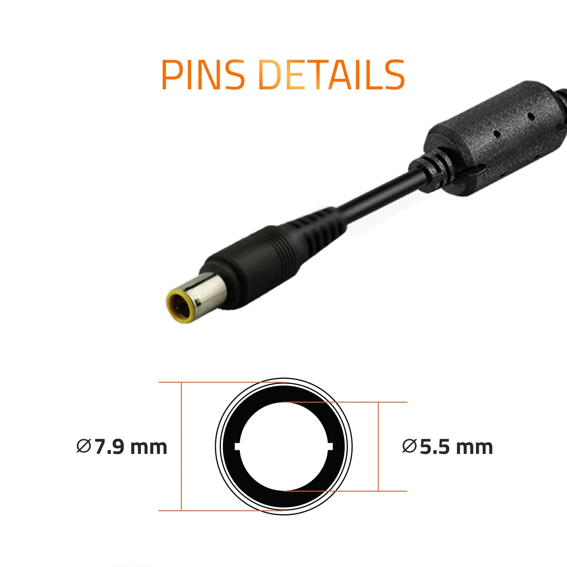 65W Laptop Adapter Compatible for IBM (20V 3.25A) 7.9mm x 5.5mm (Power Cord Included)