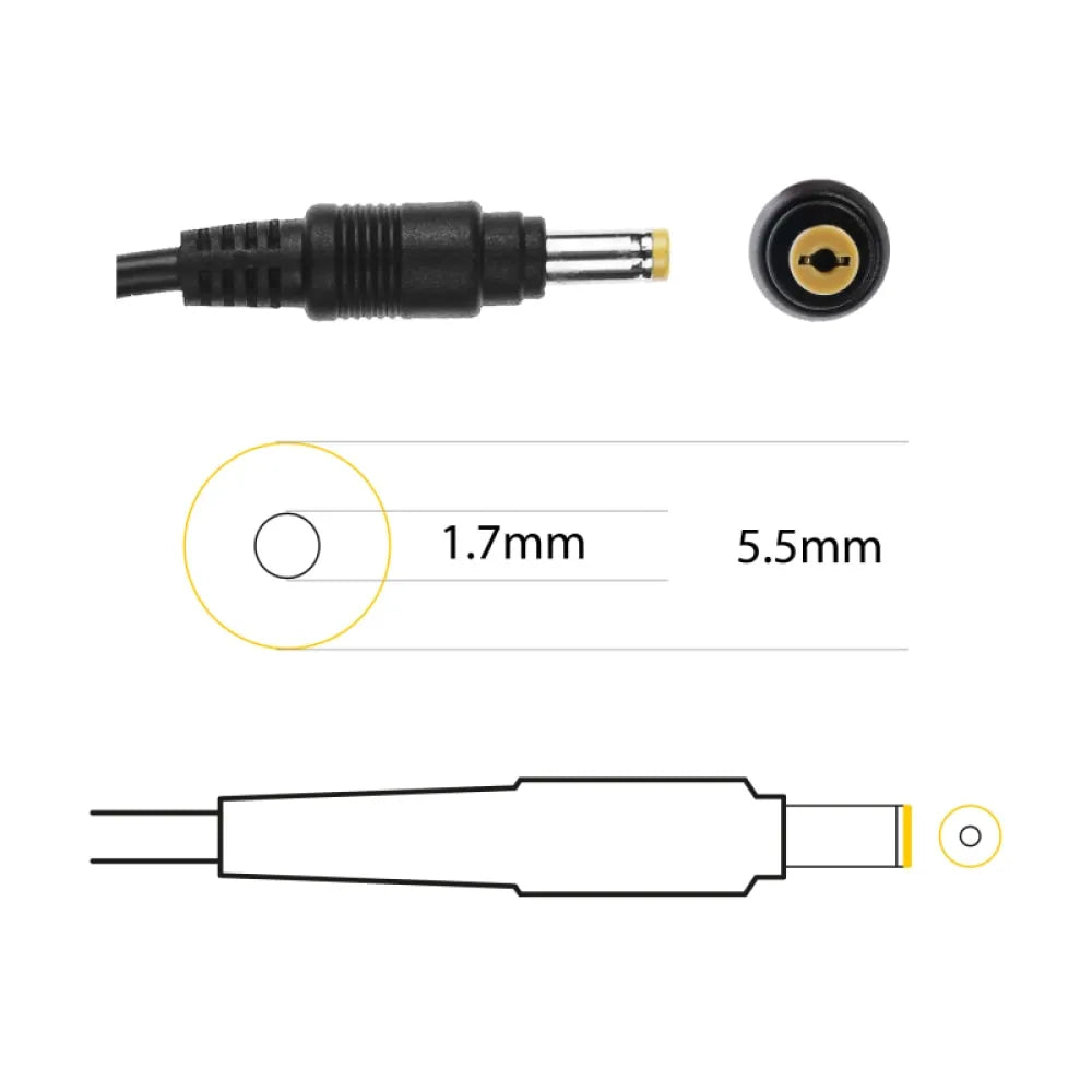 65W Laptop Adapter Compatible for Toshiba (19V 3.42A) 5.5mm x 1.7mm (Power Cord Included)