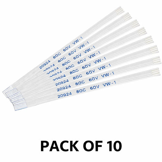 6 Pin 0.5mm Pitch 100mm Same Side Connection FFC Ribbon Flexible Flat Cable (Pack of 10)