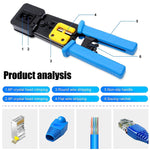 RJ45 Crimp Tool All-in-One Crimper for Pass-Through EZ Legacy RJ11 RJ12 RJ45 Connectors