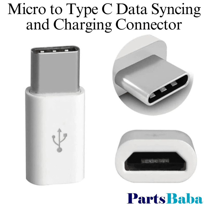 Micro USB to Type-C Converter for Data Syncing & Charging