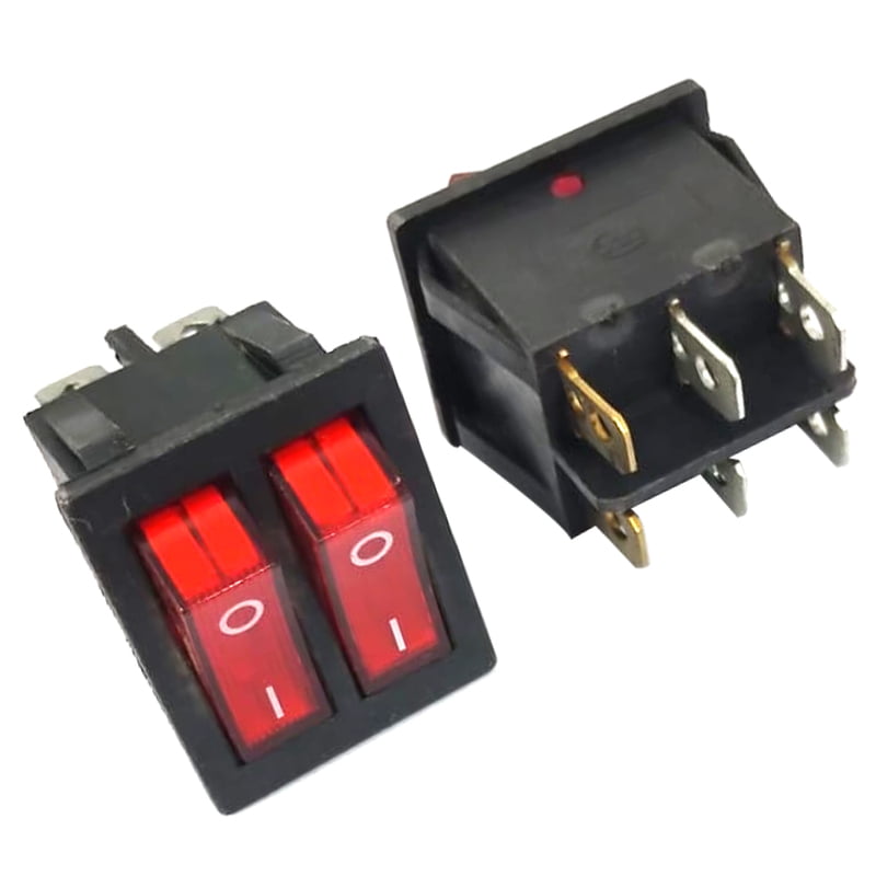 6 Pin Double Switcher With Red Light Rocker ON/OFF Switch