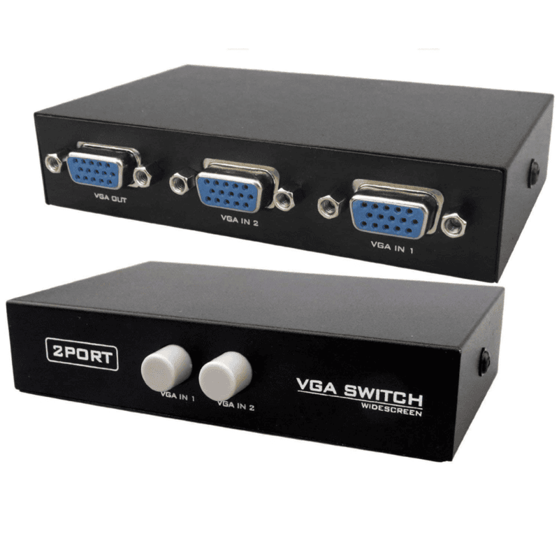 VGA 2 in 1 Out 2 Port VGA Switch Press Button Two Way VGA Video Switch for PC TV Monitor