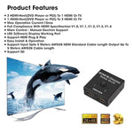 HDMI Switch 2 in 1 Out 4K 60hz HDMI Switcher 2 Port Bi-Directional Splitter
