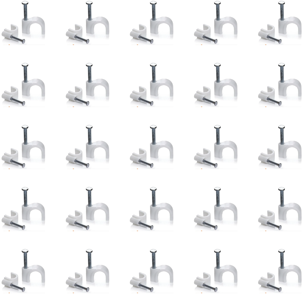 7MM Cable Clips with Metal Nails Heavy Duty Round Wire Fasteners for Wall Mounting (Pack of 25)