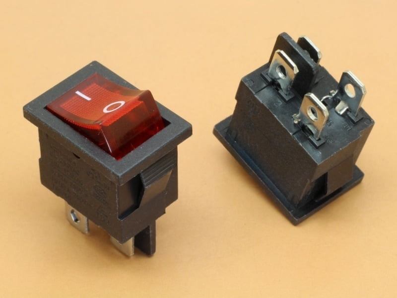 Red Light Rocker Switch KCD1 6A-250VAC ON/OFF DPST Snap in Panel