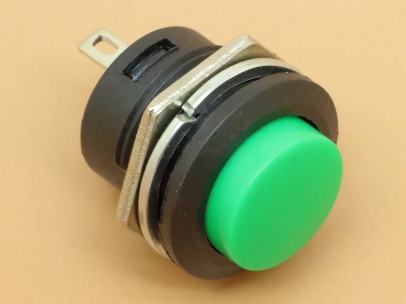Green Push to ON Momentary Switch Panel Mount 16mm R13-507