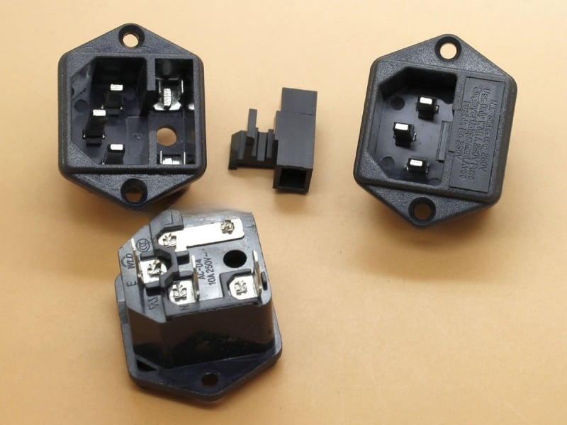 AC Power Socket with Fuse Holder - Screw Mount - IEC C14