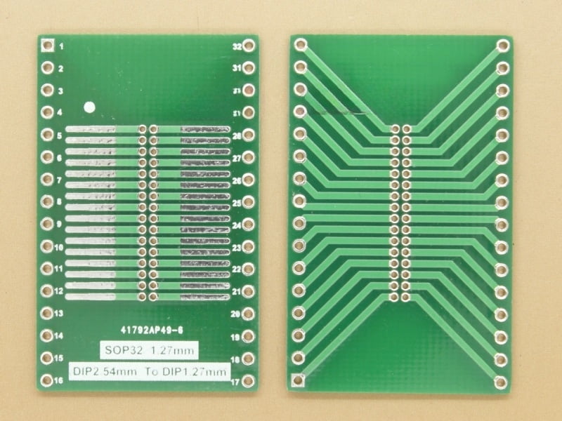 SOIC32 1.27mm or DIP 1.27mm to 2.54mm SMD Adapter PCB