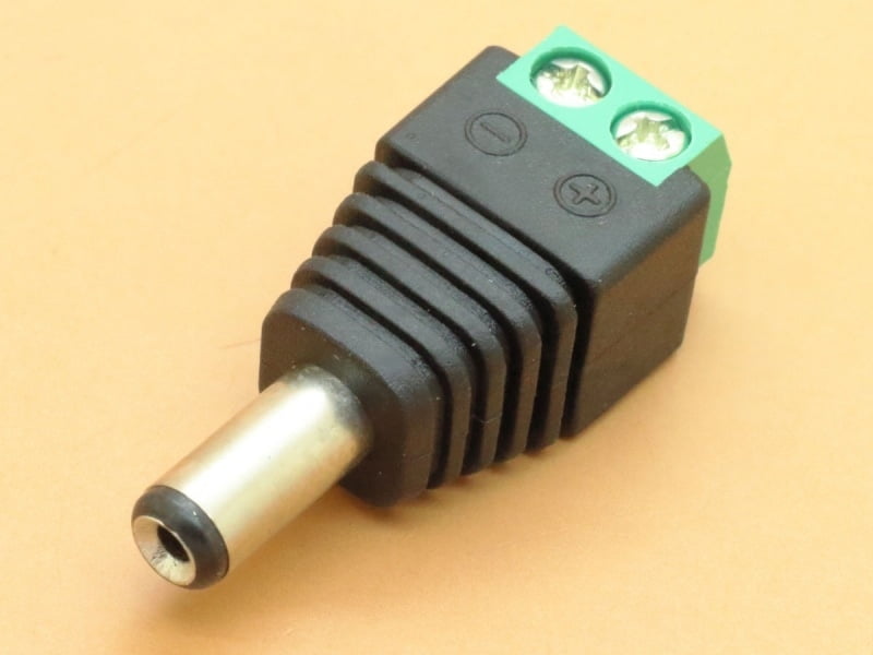 Male DC Power adapter - 5.5x2.1mm plug to screw terminal