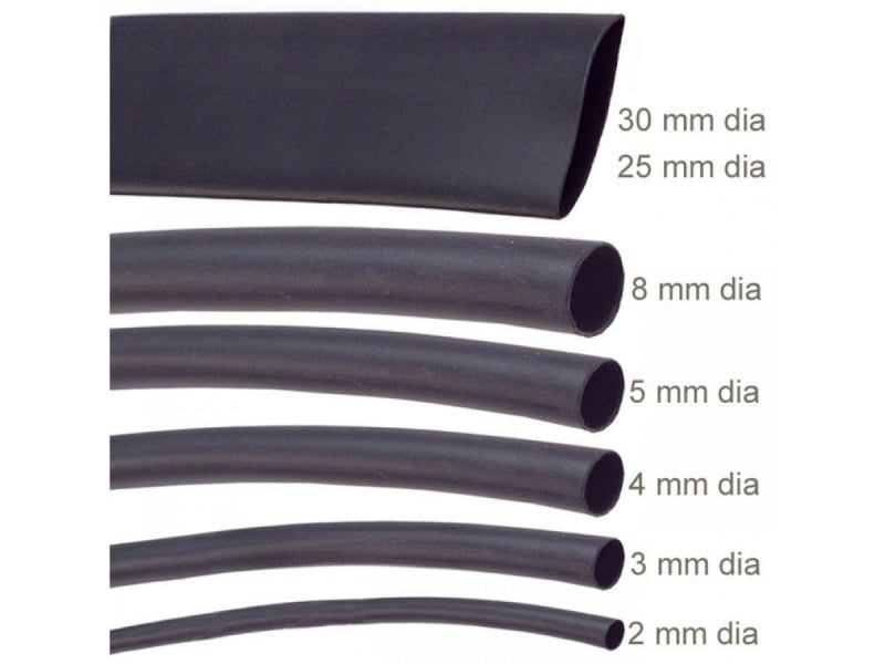Heat Shrink Tube - 6mm Dia, Black, 1 Meter Length