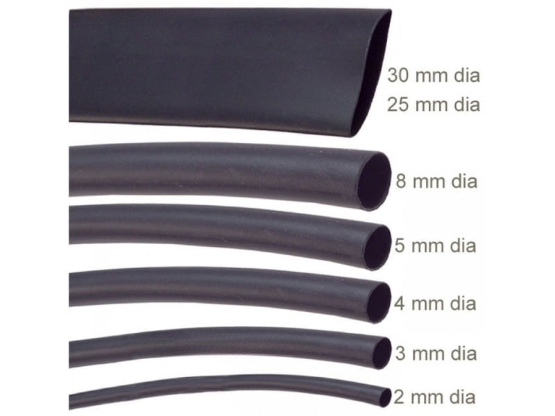 Heat Shrink Tube - 25mm Dia, Black, 1 Meter Length