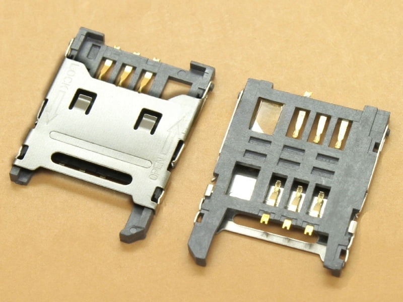 SIM Card Holder - 6 pin - Flip Open - Metal Hinge