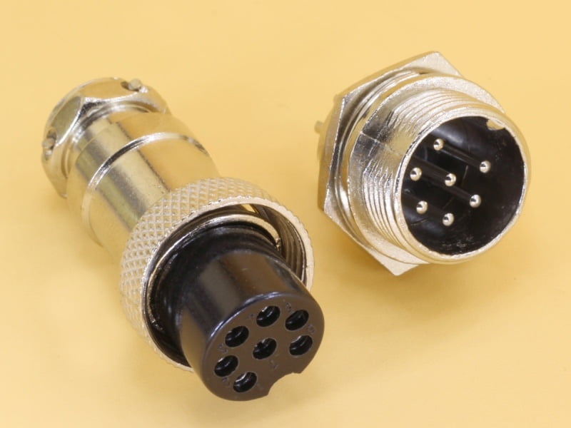7P Metal Mini Round Shell Aviation Male and Female Circular Connectors GX16 - 16mm