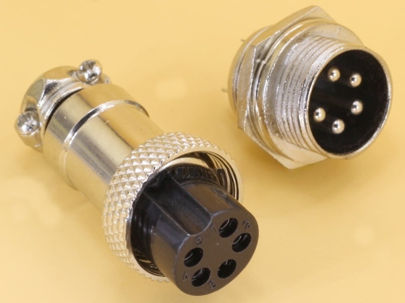 5P Metal Mini Round Shell Aviation Male and Female Circular Connectors GX16 - 16mm