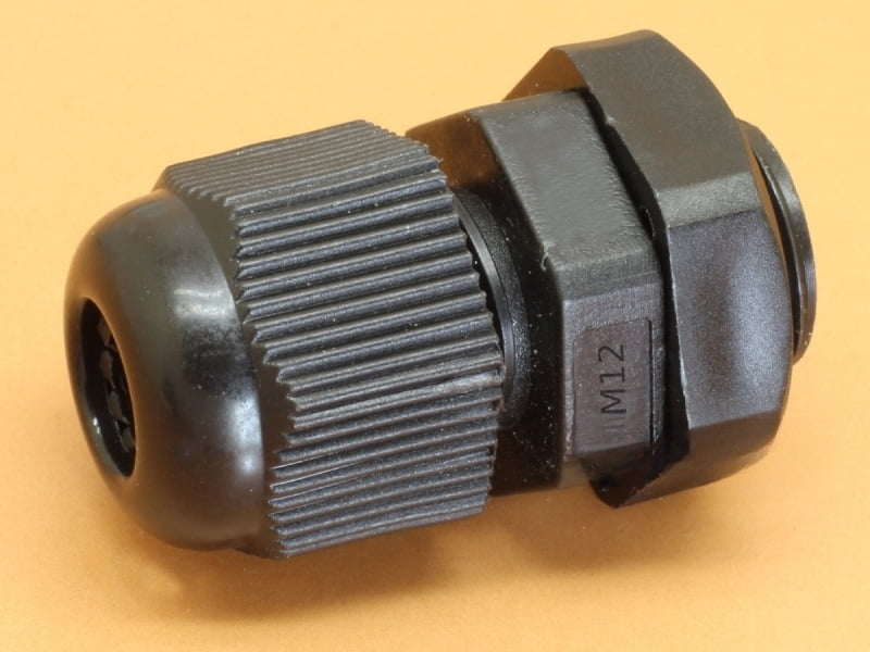 M12x1.5 Black Nylon Cable Gland for Cable Dia 3-6mm