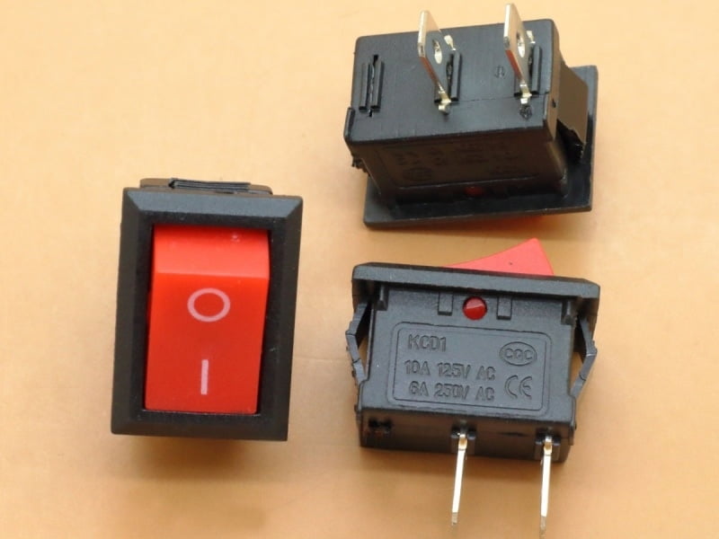 Red Rocker Switch KCD1 6A-250VAC ON/OFF SPST Snap in Panel