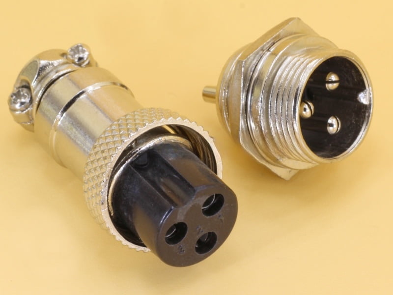 3P Metal Mini Round Shell Aviation Male and Female Circular Connectors GX16 - 16mm