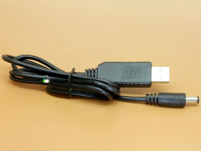 USB 5V to 12V Boost DC Plug 5.5x2.1mm Cable