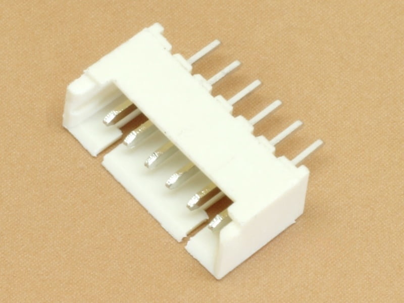 6 pin JST 1.25mm Through Hole Header Vertical Straight