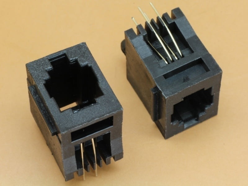 RJ10 RJ9 4P4C Straight Black Socket for Telephone Headset