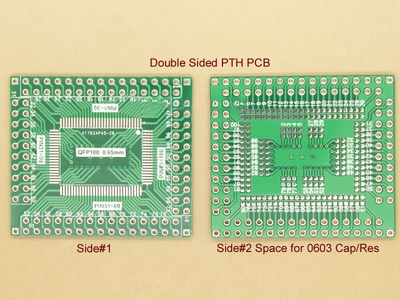 LQFP100 0.65mm pitch (RTL8019 Ethernet chip) (cy7c68013) SMD Adapter PCB