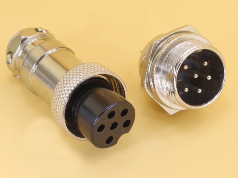 6P Metal Mini Round Shell Aviation Male and Female Circular Connectors GX16 - 16mm