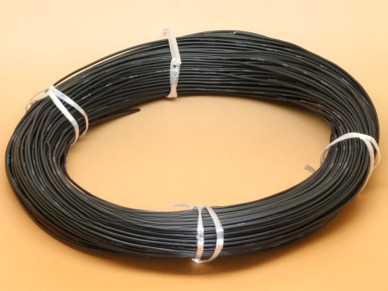 Black 7/38 SWG Flexible Hook up Wire PVC Tinned Copper - Full Roll of 92 meters