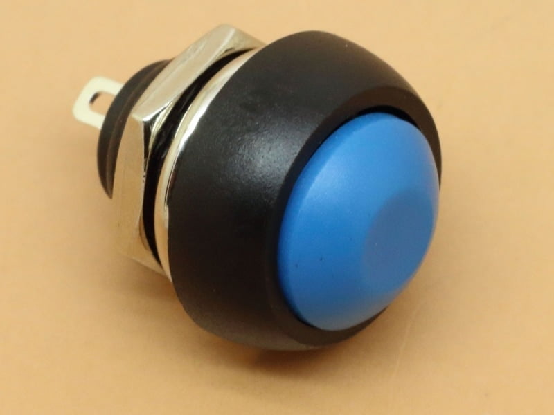 Blue Push Button Switch 12mm Waterproof Momentary
