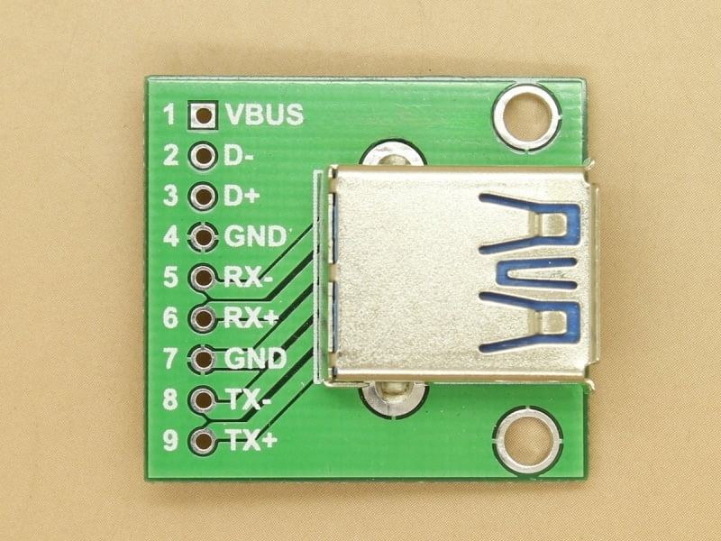 USB 3.0 Breakout PCB Board with USB Connector Soldered