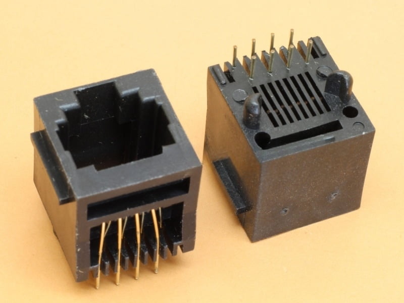 RJ45 8P8C Socket Top Entry Black PCB Mount for Network Ethernet