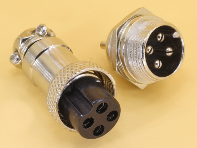 4P Metal Mini Round Shell Aviation Male and Female Circular Connectors GX16 - 16mm