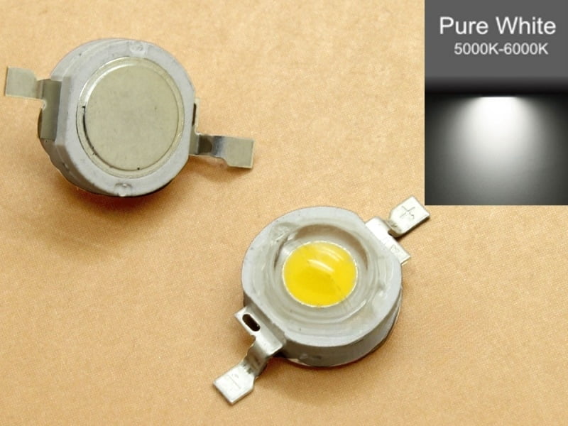 1W LED - Pure White 6000K-6500K