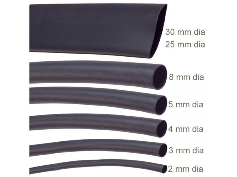 Heat Shrink Tube - 16mm Dia, Black, 1 Meter Length