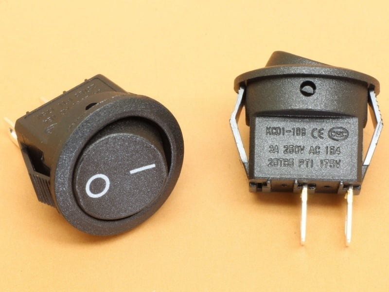Round Rocker Switch KCD1-108 3A-250VAC ON/OFF SPST Snap in Panel