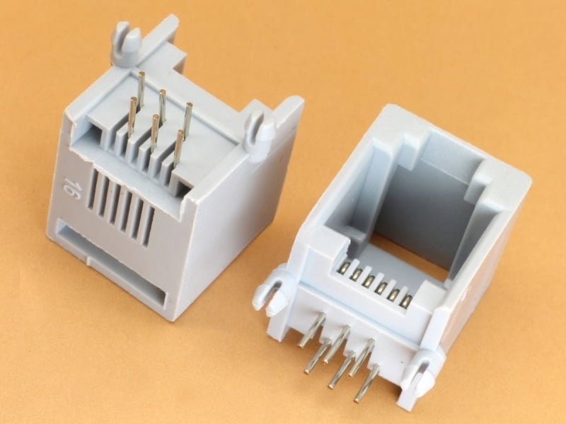 RJ11 RJ12 6P6C Right Angle Gray Telephone Socket for Landline