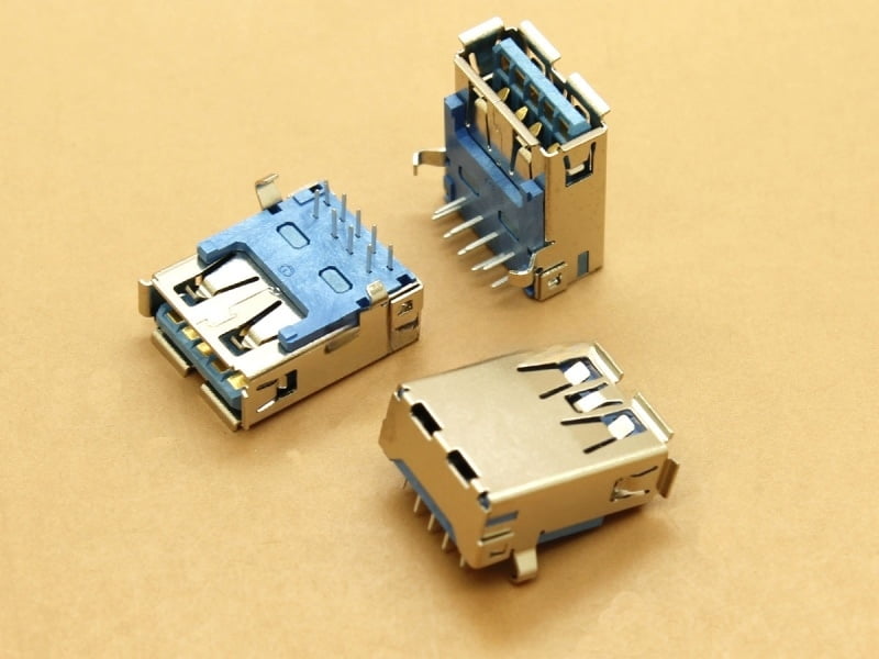 USB 3.0 A-type Female - Right Angle - Through Hole - PCB Mount - 9 pins