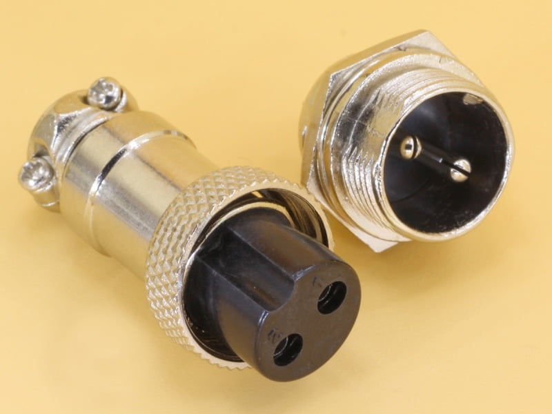 2P Metal Mini Round Shell Aviation Male and Female Circular Connectors GX16 - 16mm