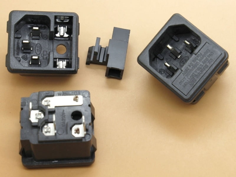 AC Power Socket with Fuse - Snap Mount - IEC C14