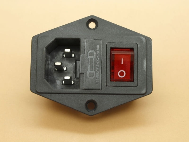 AC Power Inlet Socket with Indicator Switch/Fuse Holder - Screw Mount - IEC 60320 C14 - 2500W (250Vx10A)