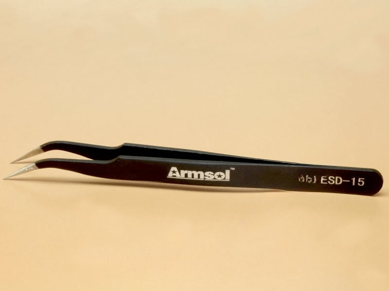 Fine tip curved tweezers - ESD safe - 120mm for SMD electronics