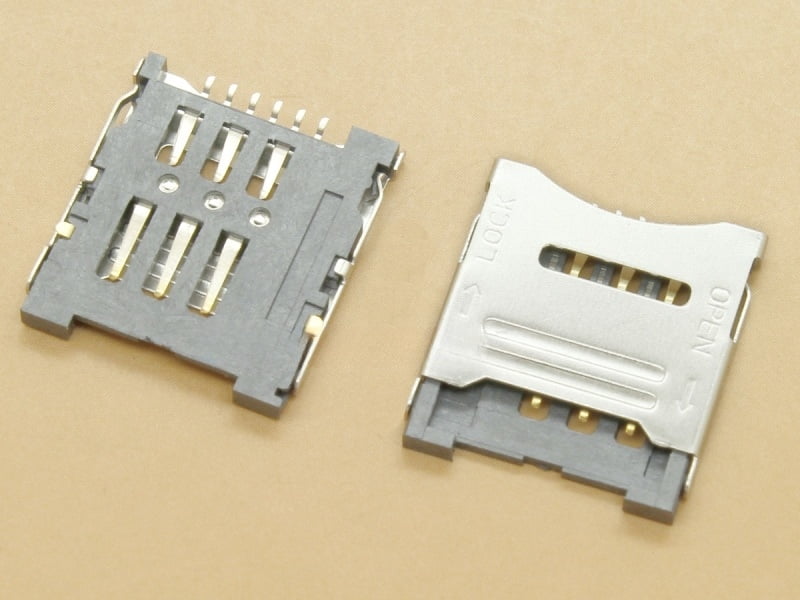 Micro SIM Card Socket - 6 pin - Flip Open - Metal Hinge