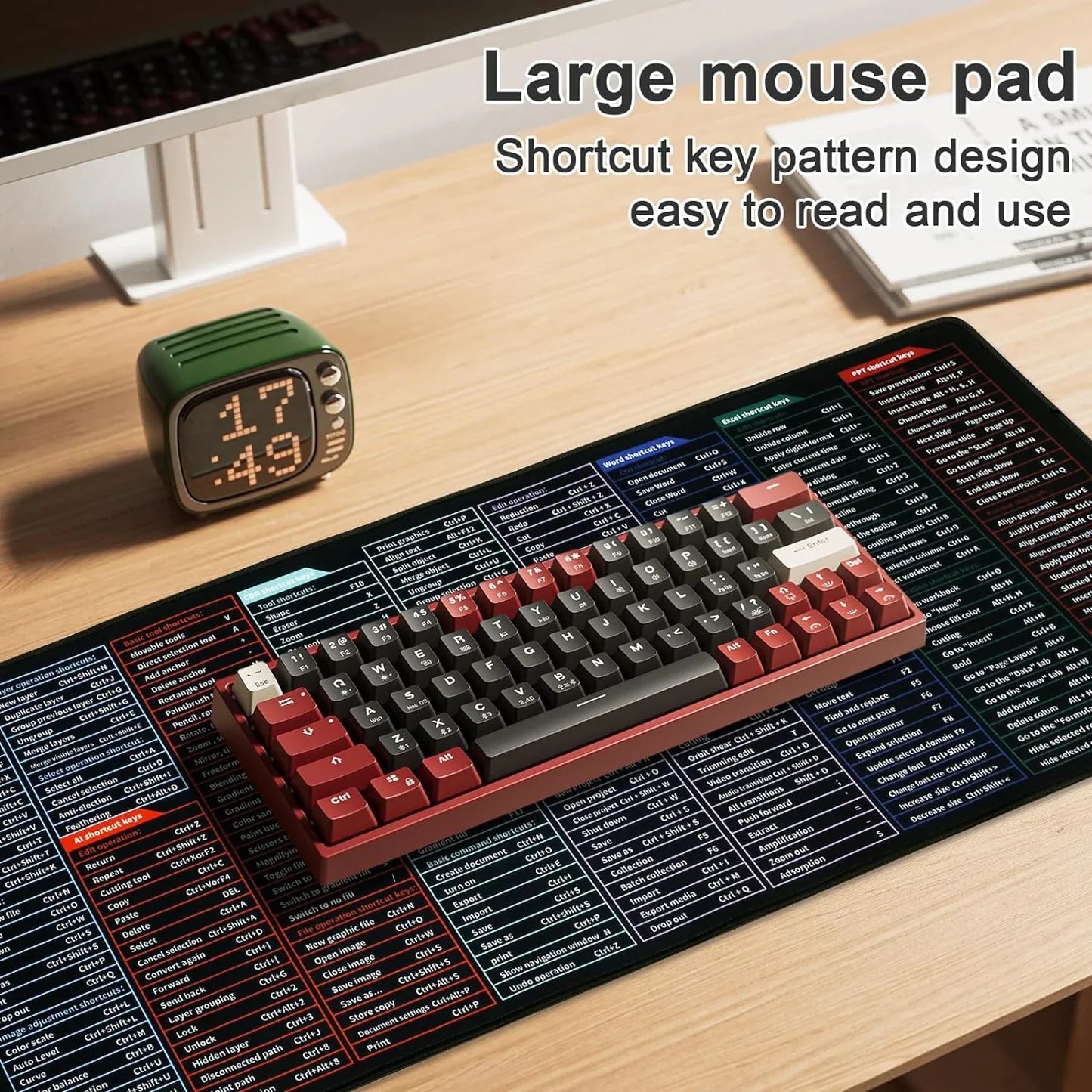 2-in-1 Shortcut Key + World Map Mousepad (90x40cm)