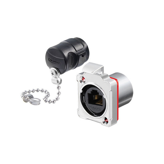 BD24 RJ45 Cat5e Female Socket IP67 Metal+Plastic Shell Waterproof Ethernet Connector