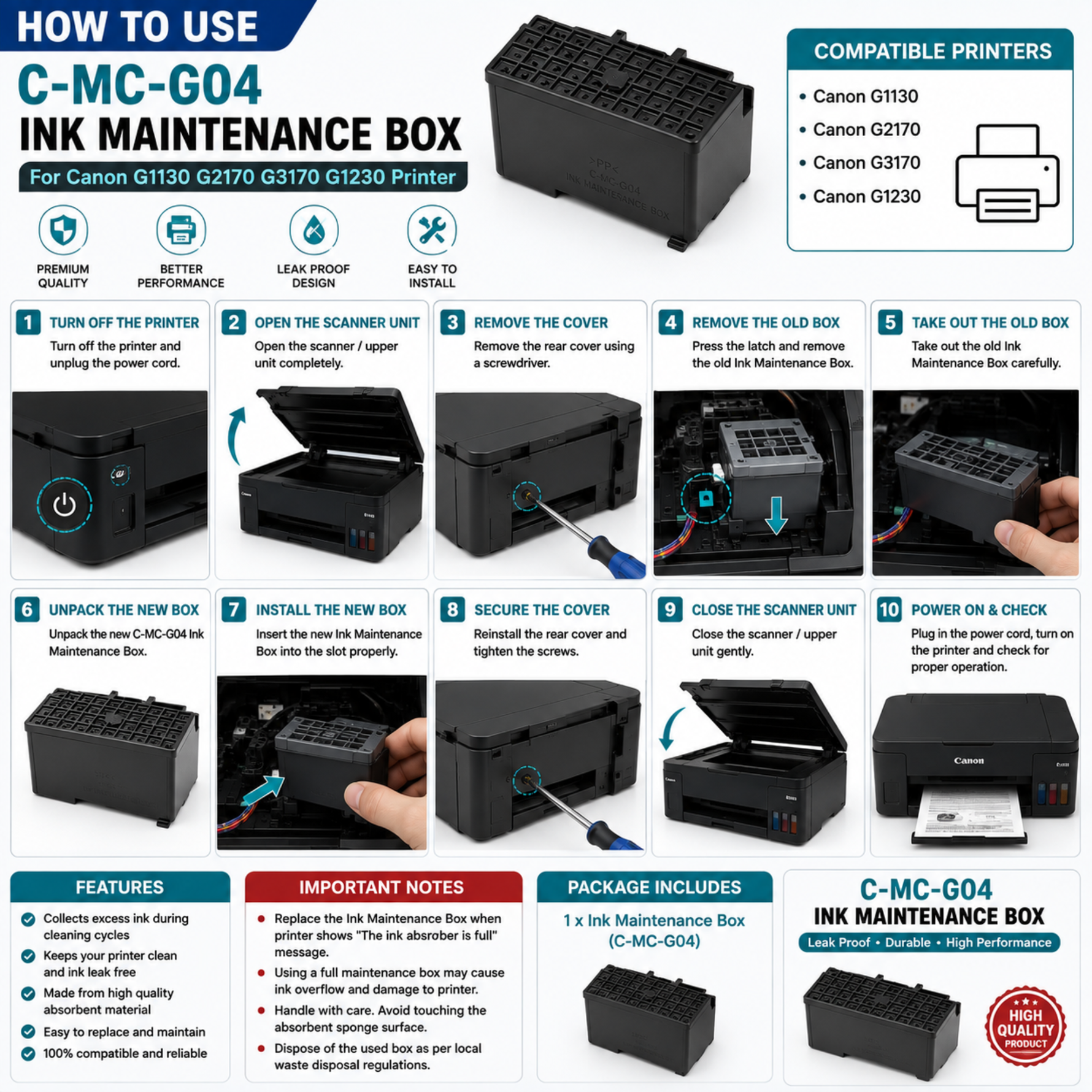 C-MC-G04 Ink Maintenance Box For Canon G1130 G2170 G3170 G1230 Printer