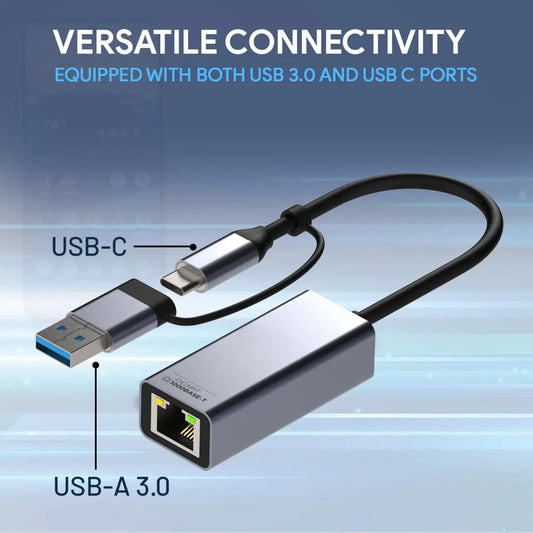 Combo Plug LAN Ethernet Adapter usb 3.0+USB-C Combo Plug Ethernet Adapter supports 10/100 mpbs
