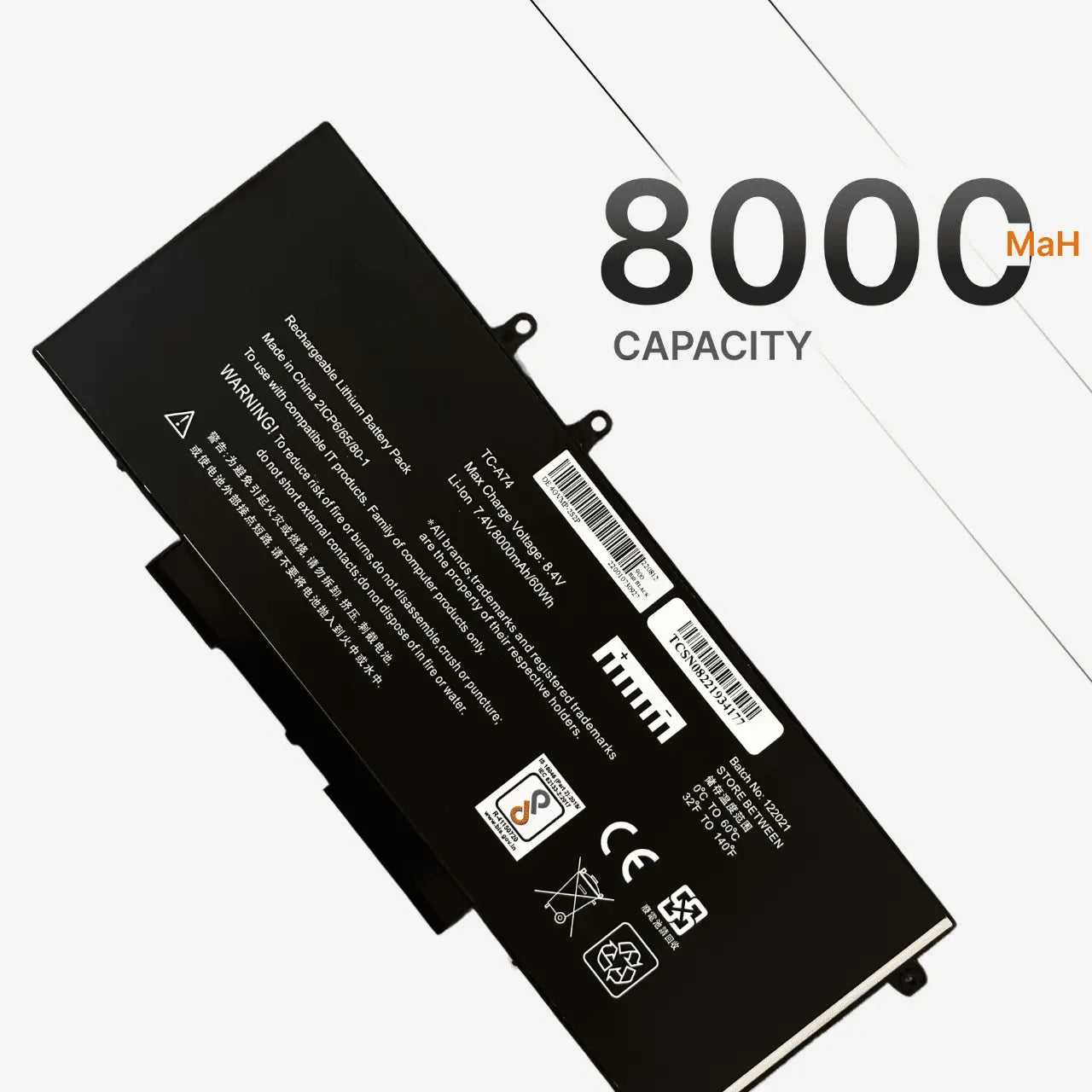 Compatible Laptop Battery for Dell 3541/4GVMP - Latitude 5400, 5401, 5500 Laptops (8000mAh, 4-Cell)