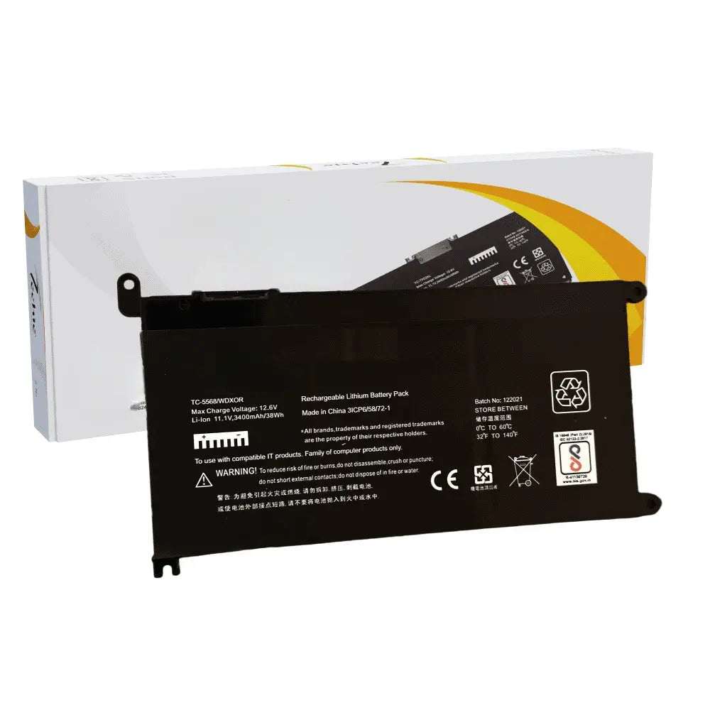 Compatible Laptop Battery for Dell 5568 - T2JX4, WDX0R, WDXOR, Inspiron 5378, 5570, 5567, 7570 Series Laptops (3000mAh, 3-Cell)