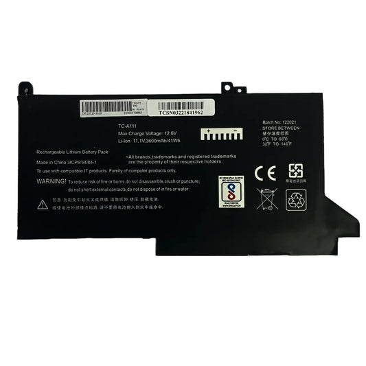 Compatible Laptop Battery for Dell DJ1J0 - Latitude E7280, E7380, E7480 Laptops (3600mAh, 3-Cell)